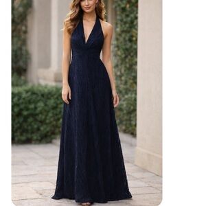 Milly Deep Blue Halter Maxi Dress